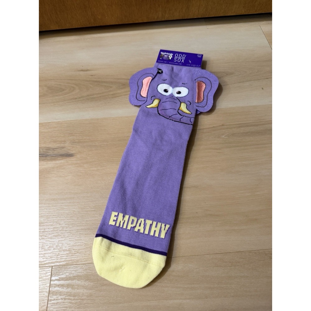 VeeFriends 3D Socks: Empathy Elephant Size 8-12 Purple Vee Friends Odd Sox Ears